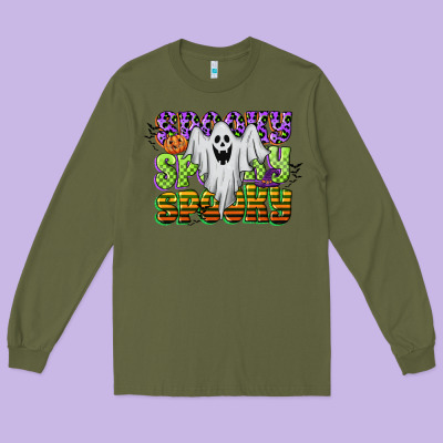 Spooky Spooky Spooky Long Sleeve Tee Designed By Cowgirlartshop