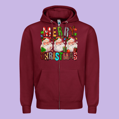 Merry Christmas Santa Zipper Hoodie Designed By Fadigitalartstudio