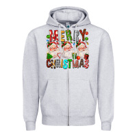 Heather Grey Merry christmas santa Zipper Hoodie - FaDigitalArtStudio