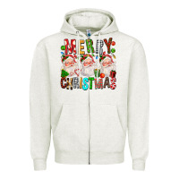Oatmeal Heather Merry christmas santa Zipper Hoodie - FaDigitalArtStudio