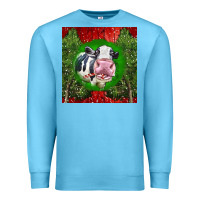 Ocean Blue christmas holstein Premium Sweatshirt - LillyAllenDesigns