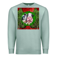 Seafoam christmas holstein Premium Sweatshirt - LillyAllenDesigns