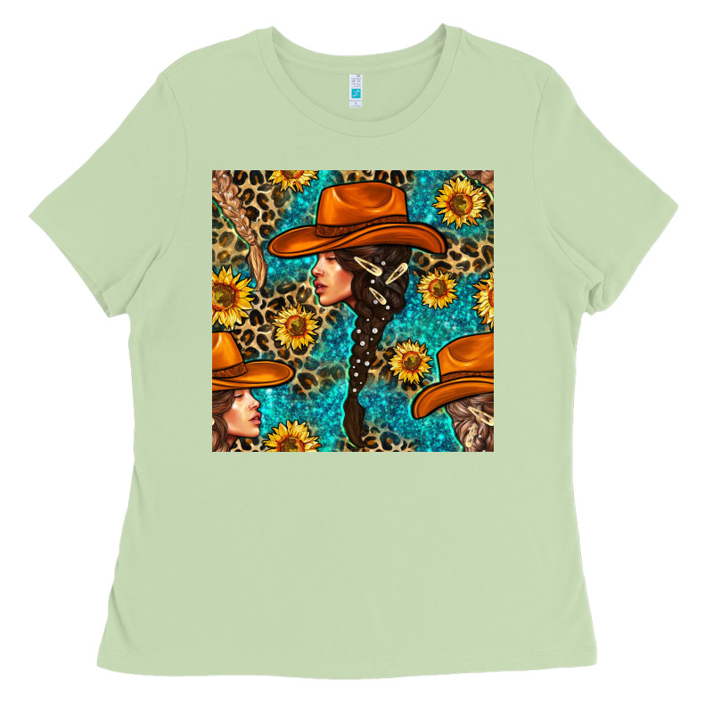Western Girl Hair Clasp And Sunflower With Leopard And Glitter Seamles Ladies Tee by BundleAndBundleShop | Teevron