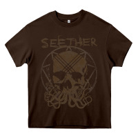 Chocolate Brown Seether Octoskull Heavy Core Tee - tuanDangUi