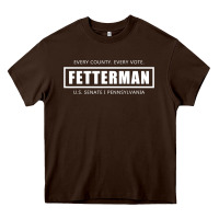 Chocolate Brown John Fetterman, Vote Fetterman For Senate, Preside Heavy Core Tee - tuanDangUi
