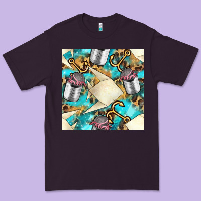 Paper Fish And Canned With Anchor Seamless Pattern Pbs Premium Tee Designed By Bundleandbundleshop