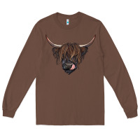 Chestnut Black highland cow Long Sleeve Tee - RanaPortraitStore