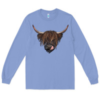 Colony Blue Black highland cow Long Sleeve Tee - RanaPortraitStore