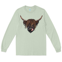 Matcha Black highland cow Long Sleeve Tee - RanaPortraitStore