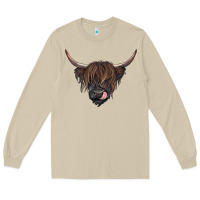 Mushroom Black highland cow Long Sleeve Tee - RanaPortraitStore