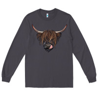 Smoke Black highland cow Long Sleeve Tee - RanaPortraitStore