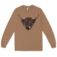 Toasted Coconut Black highland cow Long Sleeve Tee - RanaPortraitStore