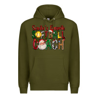 Army Green Santa's Favorite Softball Coach For Christmas Premium Hoodie - FaDigitalArtStudio