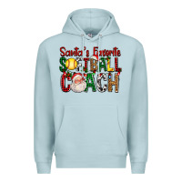 Blue Mist Santa's Favorite Softball Coach For Christmas Premium Hoodie - FaDigitalArtStudio