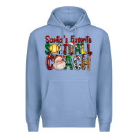 Colony Blue Santa's Favorite Softball Coach For Christmas Premium Hoodie - FaDigitalArtStudio