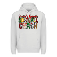 Dove Grey Santa's Favorite Softball Coach For Christmas Premium Hoodie - FaDigitalArtStudio