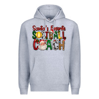Heather Grey Santa's Favorite Softball Coach For Christmas Premium Hoodie - FaDigitalArtStudio