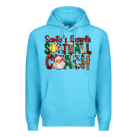 Ocean Blue Santa's Favorite Softball Coach For Christmas Premium Hoodie - FaDigitalArtStudio