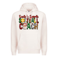 Pale Pink Santa's Favorite Softball Coach For Christmas Premium Hoodie - FaDigitalArtStudio