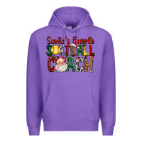 Purple Santa's Favorite Softball Coach For Christmas Premium Hoodie - FaDigitalArtStudio