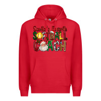 Red Santa's Favorite Softball Coach For Christmas Premium Hoodie - FaDigitalArtStudio