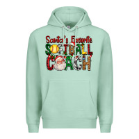 Seafoam Santa's Favorite Softball Coach For Christmas Premium Hoodie - FaDigitalArtStudio