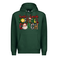 Sports Green Santa's Favorite Softball Coach For Christmas Premium Hoodie - FaDigitalArtStudio