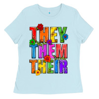Baby Blue They Them Their Pride LGBTQ Ladies Tee - BundleAndBundleShop