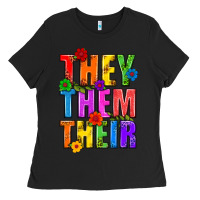 Black They Them Their Pride LGBTQ Ladies Tee - BundleAndBundleShop