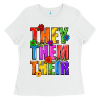 White They Them Their Pride LGBTQ Ladies Tee - BundleAndBundleShop