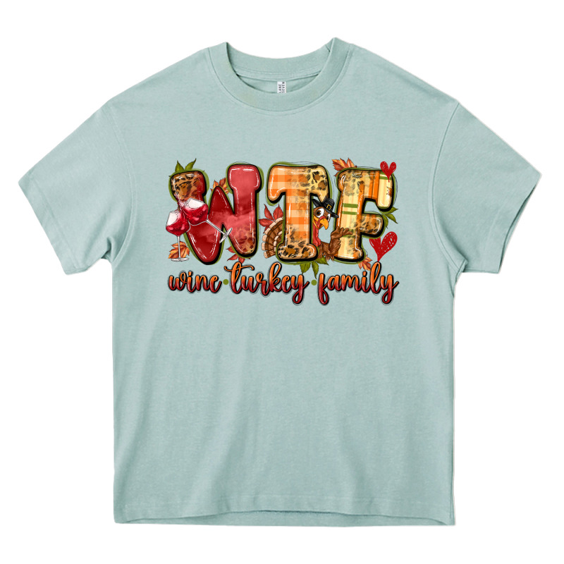 Funny Thanksgiving Wine Turkey Family Heavy Core Tee by MaliasSmallBusiness | Teevron