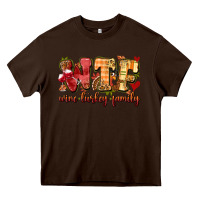 Chocolate Brown funny thanksgiving wine turkey family Heavy Core Tee - MaliasSmallBusiness