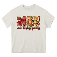 Cream funny thanksgiving wine turkey family Heavy Core Tee - MaliasSmallBusiness