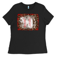 Black baseball leopard background Ladies Tee - RanaPortraitStore