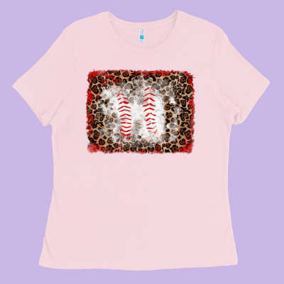 Baseball Leopard Background Ladies Tee Designed By Ranaportraitstore