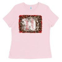 Bubblegum Pink baseball leopard background Ladies Tee - RanaPortraitStore