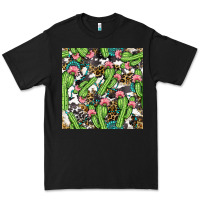 Black Western Cactus And Turquoise Gemstone With Leopard And Cowhide Seamles Premium Tee - BundleAndBundleShop