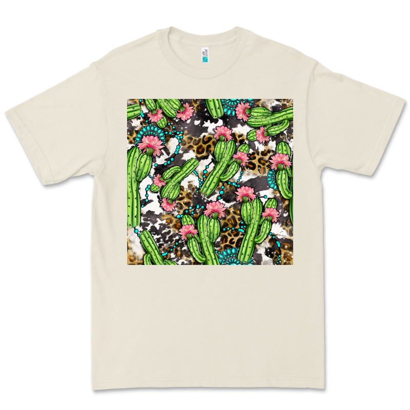 Western Cactus And Turquoise Gemstone With Leopard And Cowhide Seamles Premium Tee by BundleAndBundleShop | Teevron