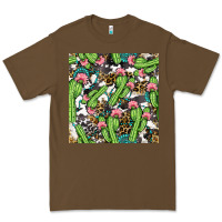 Cacao Western Cactus And Turquoise Gemstone With Leopard And Cowhide Seamles Premium Tee - BundleAndBundleShop