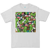 Dove Grey Western Cactus And Turquoise Gemstone With Leopard And Cowhide Seamles Premium Tee - BundleAndBundleShop