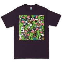 Plum Western Cactus And Turquoise Gemstone With Leopard And Cowhide Seamles Premium Tee - BundleAndBundleShop