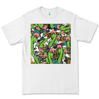 White Western Cactus And Turquoise Gemstone With Leopard And Cowhide Seamles Premium Tee - BundleAndBundleShop
