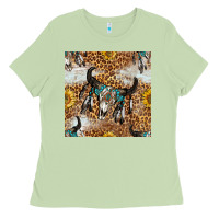 Matcha Western Bull Skull And Sunflowers With Leopard Seamless Pattern Ladies Tee - BundleAndBundleShop