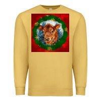 Antique Gold christmas red angus calf head Premium Sweatshirt - LillyAllenDesigns