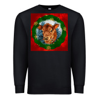 Black christmas red angus calf head Premium Sweatshirt - LillyAllenDesigns