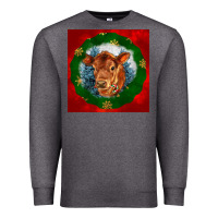 Charcoal Heather christmas red angus calf head Premium Sweatshirt - LillyAllenDesigns
