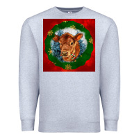 Heather Grey christmas red angus calf head Premium Sweatshirt - LillyAllenDesigns