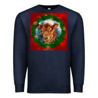 Navy christmas red angus calf head Premium Sweatshirt - LillyAllenDesigns