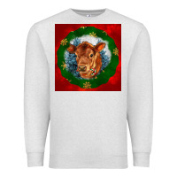 Oatmeal Heather christmas red angus calf head Premium Sweatshirt - LillyAllenDesigns