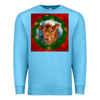 Ocean Blue christmas red angus calf head Premium Sweatshirt - LillyAllenDesigns